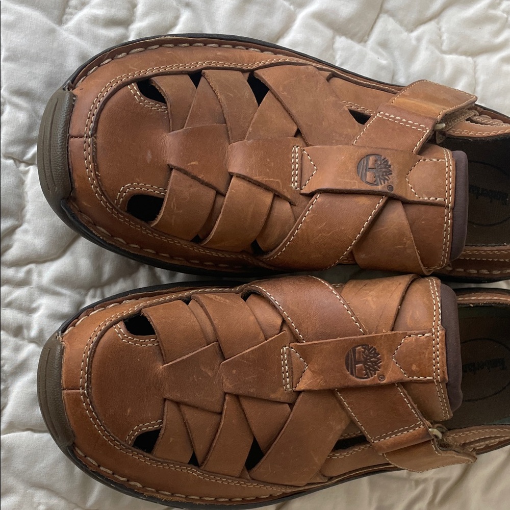 Timberland Men's Tan Leather Sandals Size 8M - Picture 7 of 11